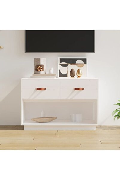 Concept Comodă TV, alb, 90x40x60 cm, lemn masiv de pin