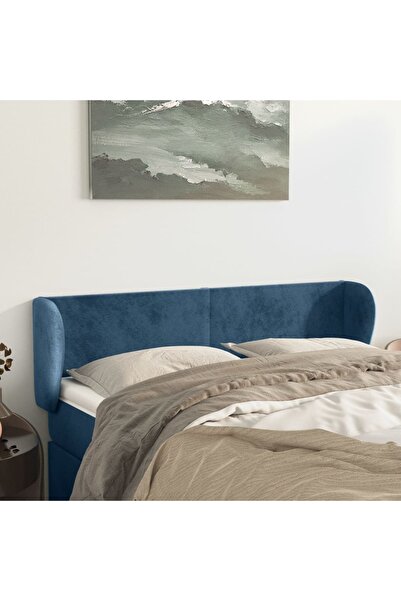 Concept Tăblie pat cu aripioare albastru închis 147x23x78/88 cm catifea