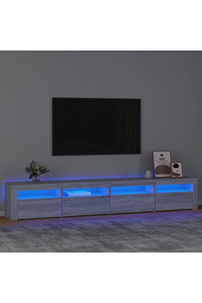 Concept Comodă TV cu lumini LED, gri sonoma, 240x35x40cm