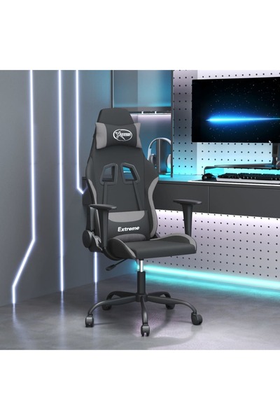 Concept Scaun de gaming pivotant, negru și gri deschis, material textil
