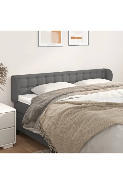 Concept Tăblie de pat cu aripioare gri 183x23x78/88 cm piele ecologică