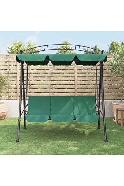Concept Balansoar de grădină cu baldachin verde 198 cm țesătură și oțel