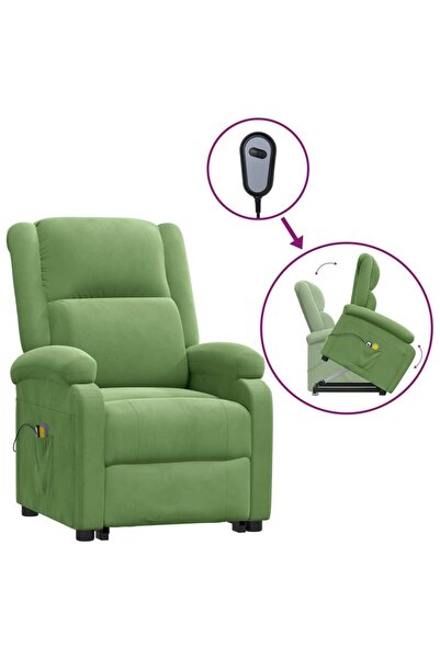 Concept Fotoliu de masaj cu ridicare, verde deschis, catifea