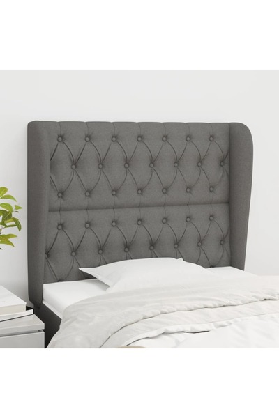 Concept Tăblie de pat cu aripioare gri închis 93x23x118/128 cm textil