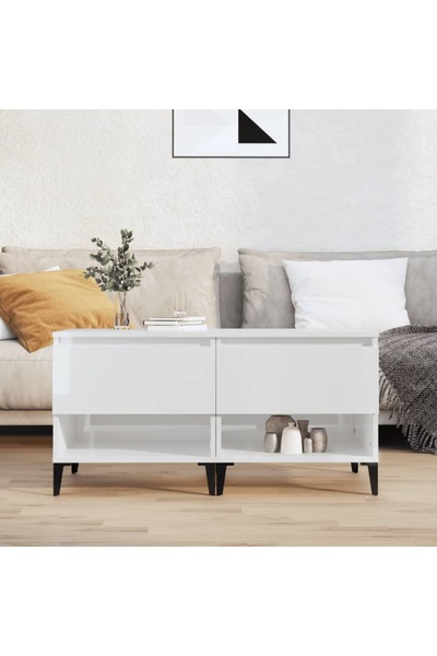 Concept Mese laterale 2 buc. alb extralucios 50x46x50 cm lemn compozit