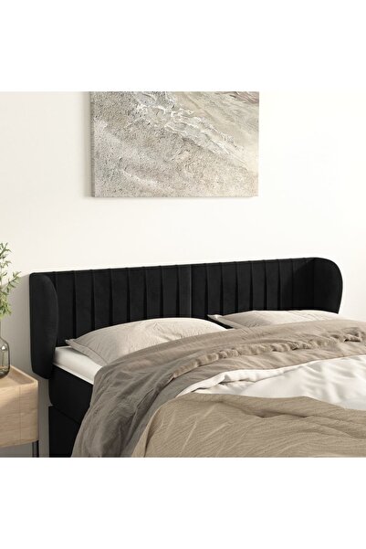 Concept Tăblie de pat cu aripioare negru 147x23x78/88 cm catifea