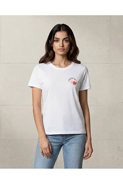 REDTAG Women White Printed T-Shirt