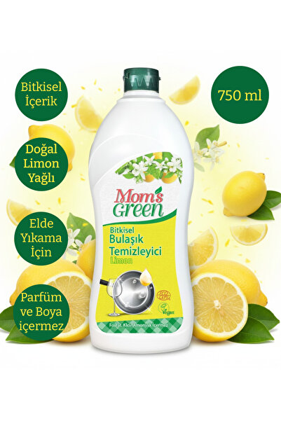 Mom's Green Bitkisel Elde Yıkama Bulaşık Deterjanı Limonlu 750 ml