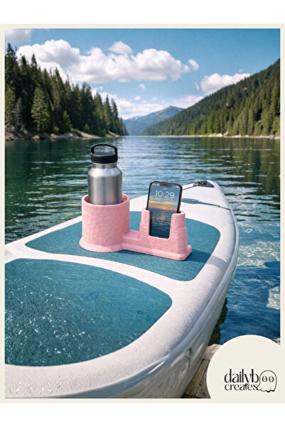 Dailyboo Creates SUP Board Telefon Termos Tutucu Paddle Board Kano Aksesuar 3D Baskı Lastik Bağlantılı-Pembe