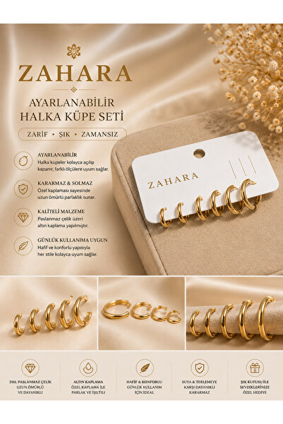 Zahara Anatolian Gold Renginde 6 lı Halka Küpe