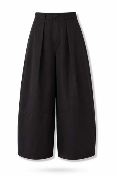 5in1Canpolat Black Pleated Barrel Pants 1476
