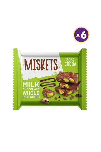 Miskets Antep Fıstıklı Tablet Çikolata 60 gr x 6 Adet