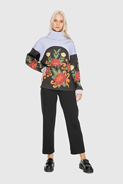 Manimani Baskılı Balikçi Yaka Sweatshirt
