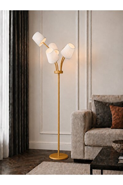 avizade FLORİNA Modern Eskitme Metal 5 Krem Kumaş Başlıklı Asimetrik Metal La...