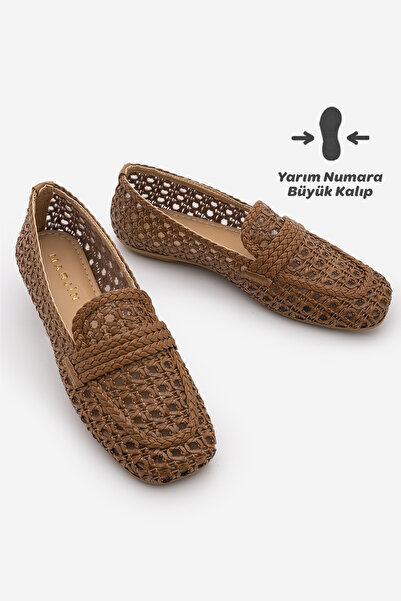 Marjin Pantofi de damă tip loafer, cu vârf plat, tricotați manual, pantofi ca...