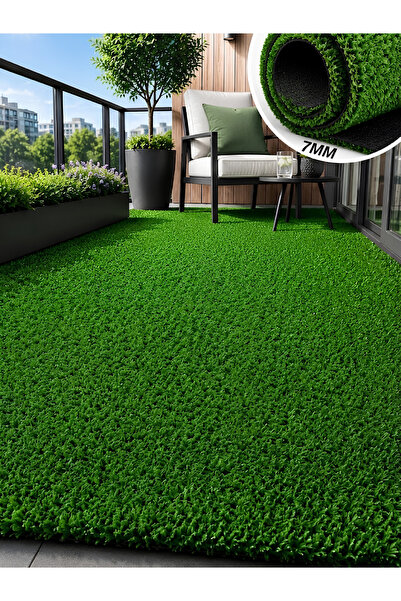 BEYLİNİ Dekoratif Suni Çim Halı 7 mm Balkon Teras Bahçe İçin Yapay Çimen Kaym...