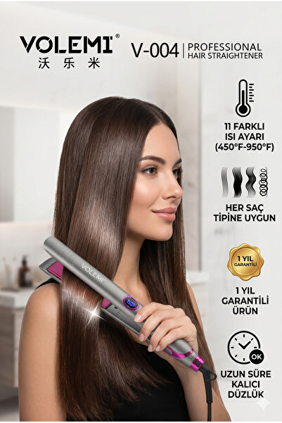 VOLEMİ V-004 Dar Plakalı Saç Düzleştirici | Hızlı Isınma, Dijital LED Ekran, ...