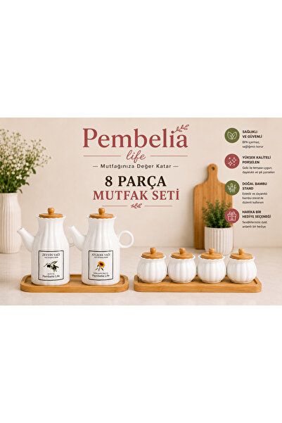 Pembelia Life 8 Parça Porselen Bambu Standlı 2’li Papatya Yağdanlık Ve Bsmbu ...