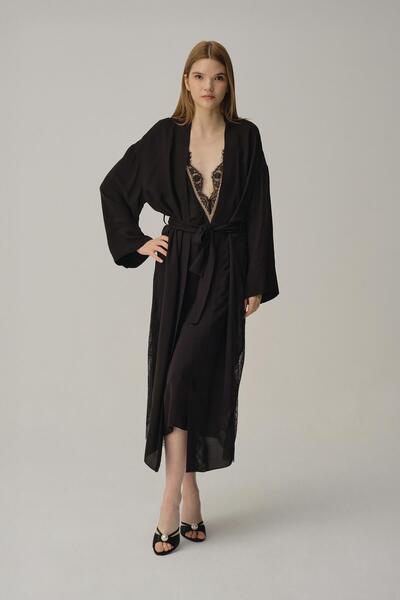 Pierre Cardin طقم زينة العروس من الساتان الحريري مكون من ست قطع - LX.25271 أسود
