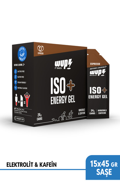 Water Up WUP ISO+ Enerji Jeli, Kafein ve Elektrolit, Espresso, 15 Saşe 45 gr