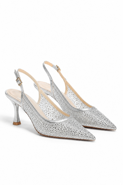 BonuStep Diamour Kadın Kristal Taşlı Sivri Burun Stiletto 8cm