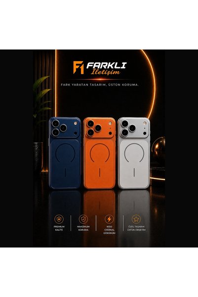 FARKLI İLETİŞİM حافظة تحويلية متوافقة مع آيفون 17 برو ماكس بجودة ممتازة (لون برتقالي)