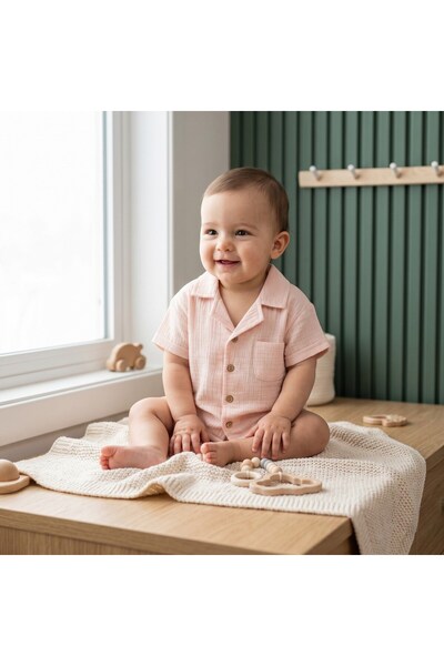 Tiffany Baby Kıds Tiffany Baby Müslin Theme Kısa Kollu Gömlek 26093