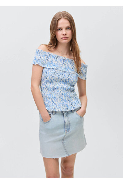 Mango Teen Kenarları dikişsiz denim mini etek