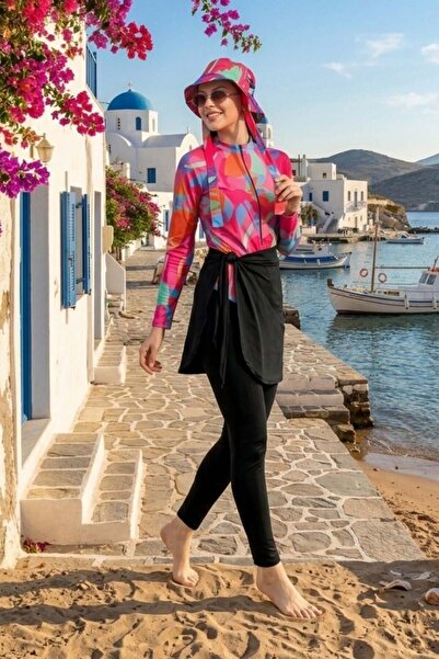 Şulemoda Giyim 3-частен геометричен скромен бански костюм