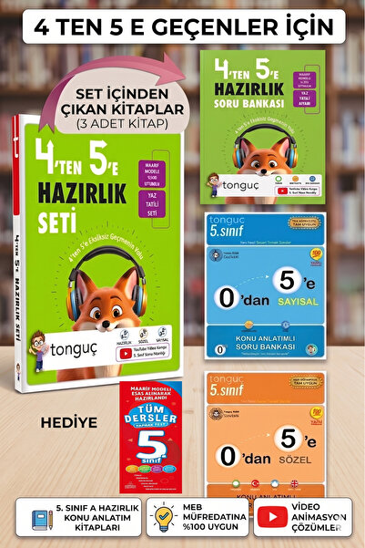 Tonguç Yayınları 5. Sınıf 4'ten 5'e Hazırlık Seti (3kitap) + 4. Sınıf Tüm Der...