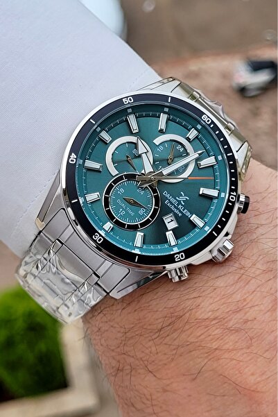 Daniel Klein Kadranı Yeşil Kordonu Silver Renk 44 Mm Göstergeleri Aktif Erkek...