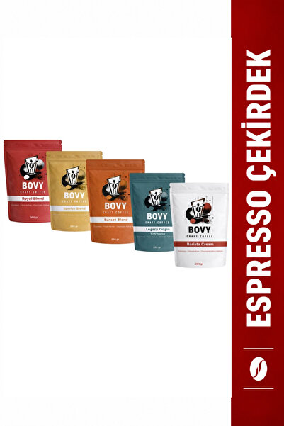 Bovy Craft Coffee 5'li Espresso Tanışma Seti 5 x 200 gr (1 kg) - Çekirdek Kah...