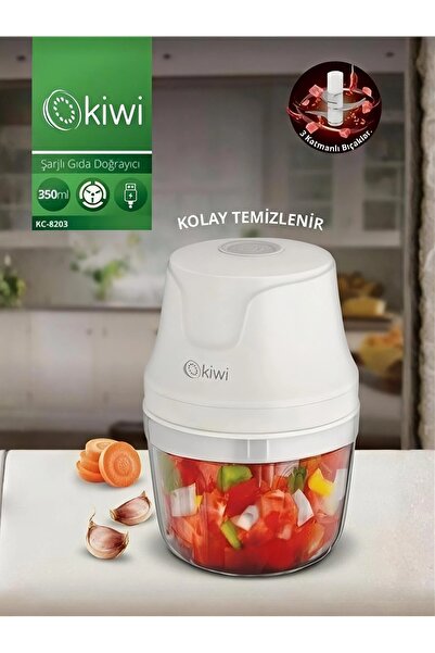 Go İthalat Kiwi KC-8203 Usb Şarjlı 3 Bıçaklı Mini Blender Rondo Doğrayıcı 350...