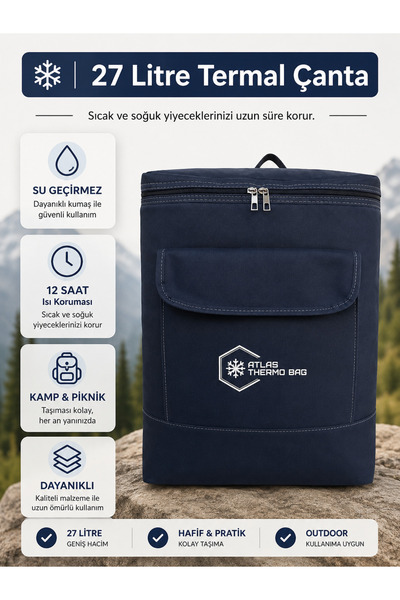Wallery Bags 27 Litre Isı Yalıtımlı Sırt Çantası Piknik Kamp Plaj Termos Sıca...