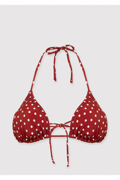 Mavi Puantiye Desenli Kırmızı Bikini Üstü 1914095-70430