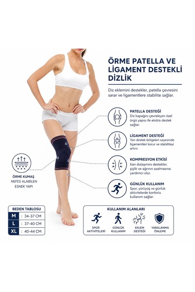 ORLeX Orthopedic Products دعامة ركبة محبوكة مع دعم للرباطات متوسطة الحجم