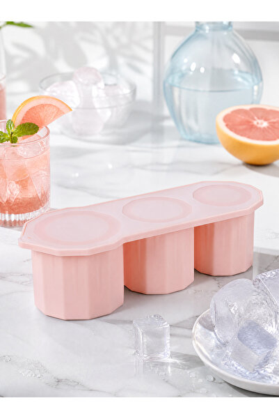 Cookware Bargain Shop قالب سيليكون لصنع مكعبات الثلج بثلاث تجاويف مع غطاء، قو...