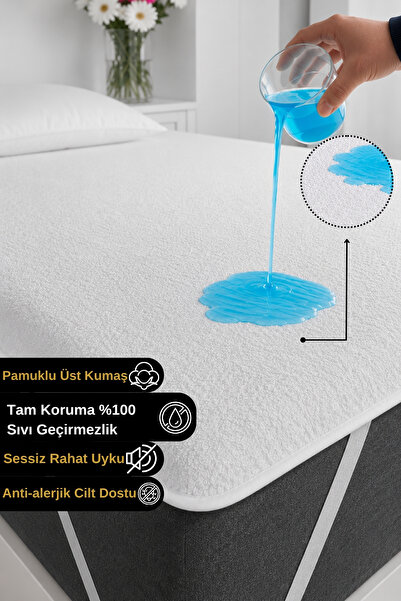 Senpai Terry Pad din bumbac 100% rezistent la lichide, cu colț elastic, salte...