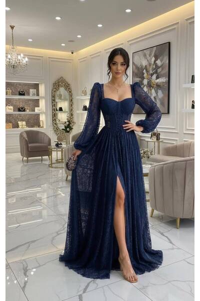 Gülcan Luxury Dantelli uzun abiye