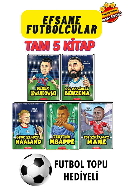 GÖNÜL YAYINCILIK Dünya Futbol Yıldızları 5 Kitap Ve Futbol Topu Hediyeli