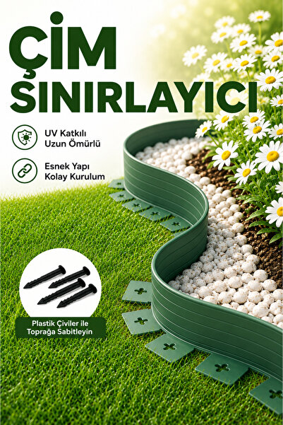 Mgf Peyzaj Sulama Mgf 25 METRE YEŞİL Çim Sınırlayıcı Esnek Plastik Çim Ayırıc...