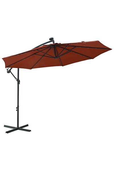 Concept Umbrelă suspendată cu LED-uri și stâlp de oțel, cărămiziu