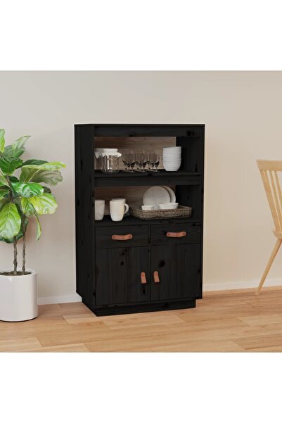 Concept Dulap înalt, negru, 67x40x108,5 cm, lemn masiv de pin
