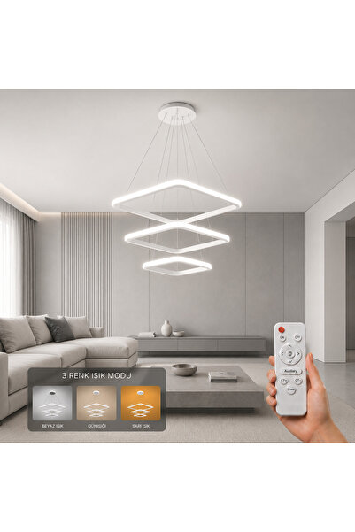 AvizeGO Melo 3'lü LED Sarkıt Avize 3 Renk Kumandalı