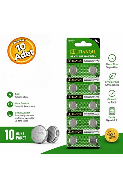 TIAN Tıanqıu AG10 LR1130H Alkalin Düğme Pil (10 Adet)
