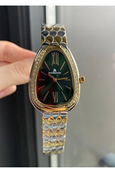 Navimarine Bulgari Serpenti Seduttori Model Yeşil/Gold-Altın Taşlı Su Geçirme...