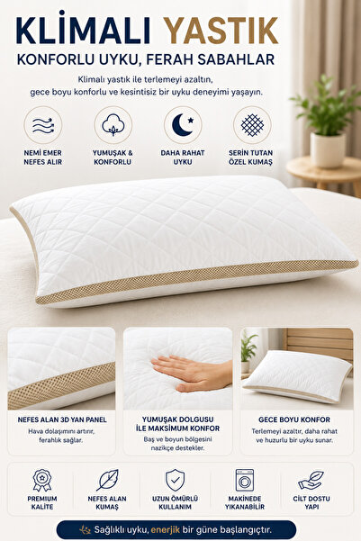 HİG HOME Air-Conditioned Comfort Pillow – Anti-Sweat, Supports a Balanced Sle...