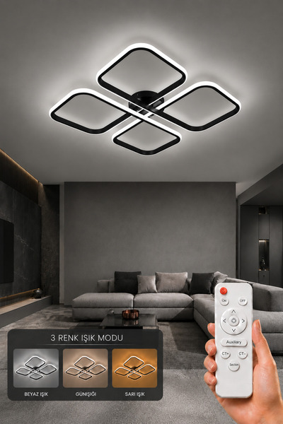 AvizeGO Nuvo LED Plafonyer Avize 3 Renk Kumandalı