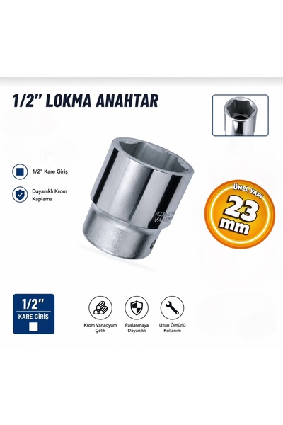BEMA TOOLS 1/2'' Altı Köşe Lokma Anahtar 23 mm