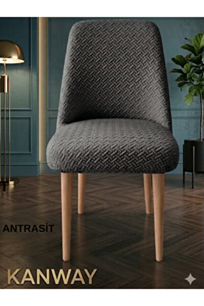 kanway Zincir Desen Kumaş Oval Sandalye Kılıfı Likralı Yuvarlak Sandalye Örtü...